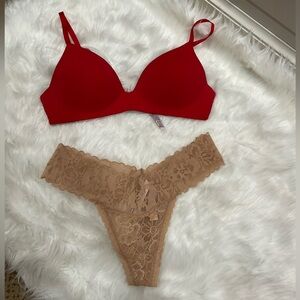 Victoria's Secret Red and Tan Bra Set Intimates